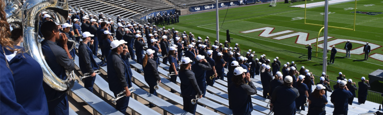 UConn marching band in stands