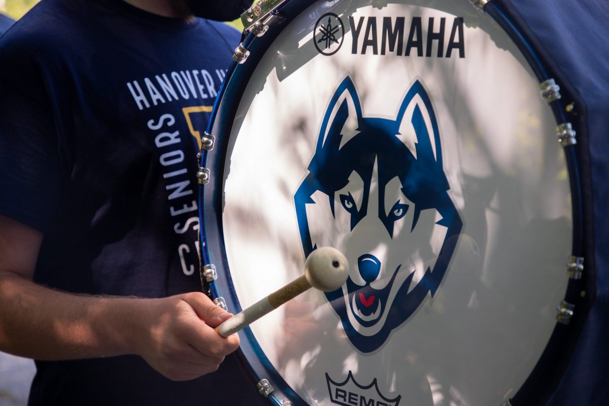 UConn drum with husky dog logo